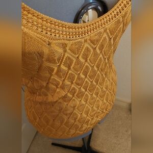 White House Black Market Gold Metallic Sweater Camisole Tank XL